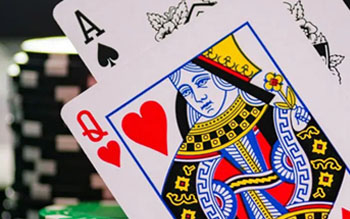 Blackjack game table with cards and chips in a BC casino